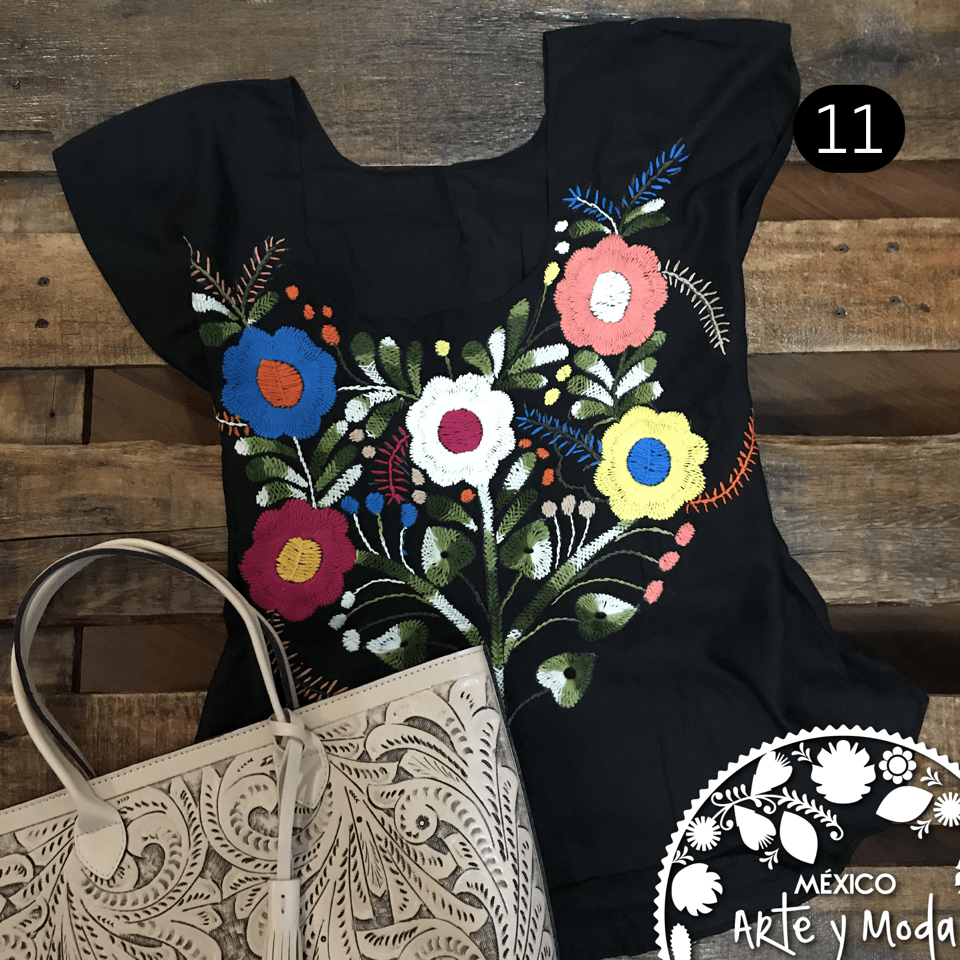 Blusa Rayon Pata de Gallo - MÉXICO ARTE Y MODA - Blusa Bordada
