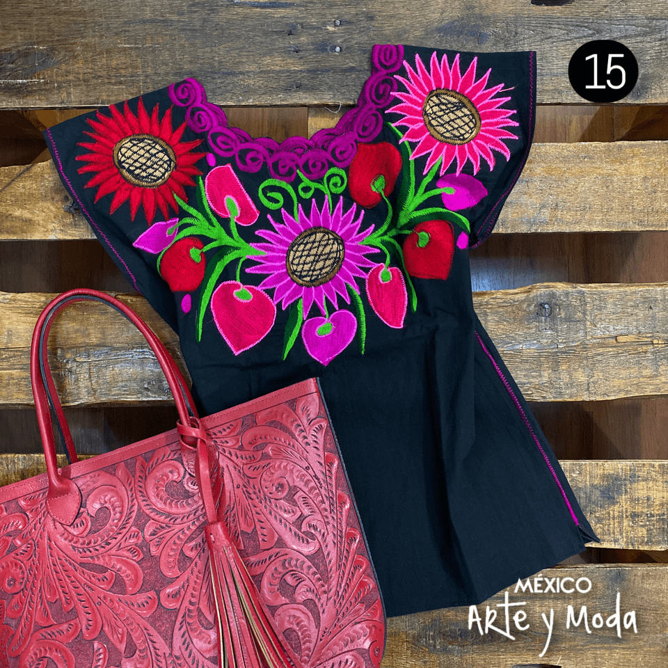Blusa Zinac Cuello Redondo - MÉXICO ARTE Y MODA - Blusa Bordada