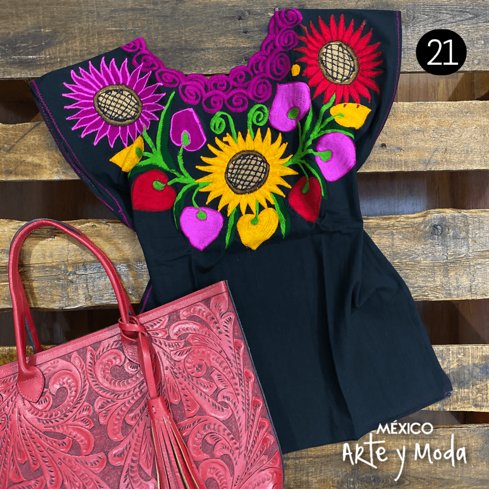 Blusa Zinac Cuello Redondo - MÉXICO ARTE Y MODA - Blusa Bordada