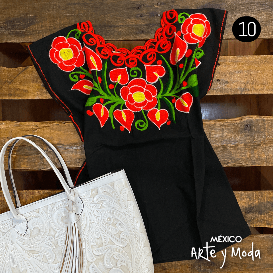 Blusa Zinac Cuello Redondo - MÉXICO ARTE Y MODA - Blusa Bordada