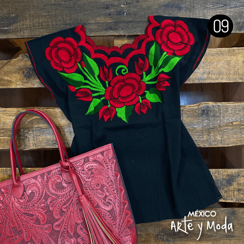 Blusa Zinac Cuello Redondo - MÉXICO ARTE Y MODA - Blusa Bordada