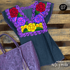 Blusa Zinac Denim - MÉXICO ARTE Y MODA - Blusa Bordada