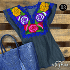 Blusa Zinac Denim - MÉXICO ARTE Y MODA - Blusa Bordada