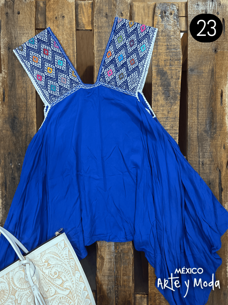 Bluson San Andres Asimetrico - MÉXICO ARTE Y MODA - Blusa Bordada