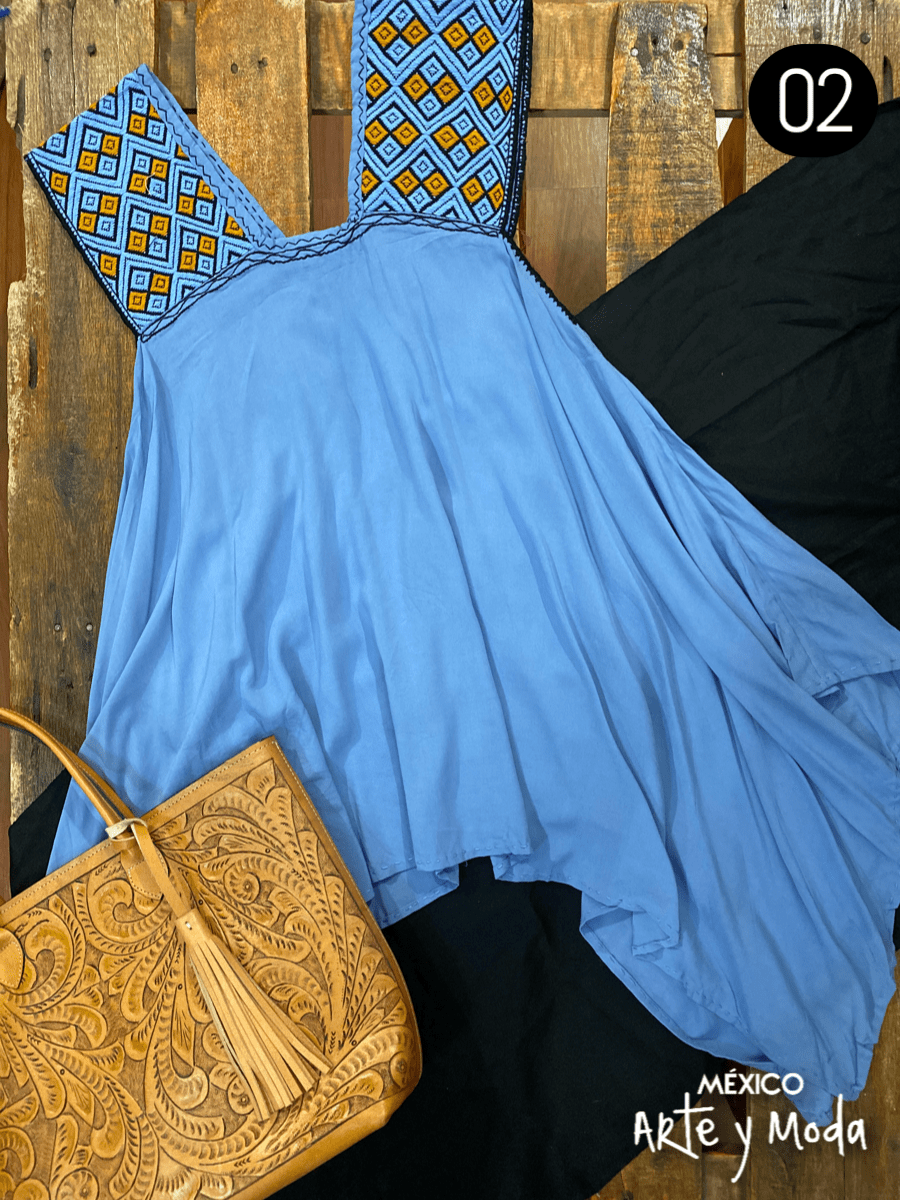 Bluson San Andres Asimetrico - MÉXICO ARTE Y MODA - Blusa Bordada