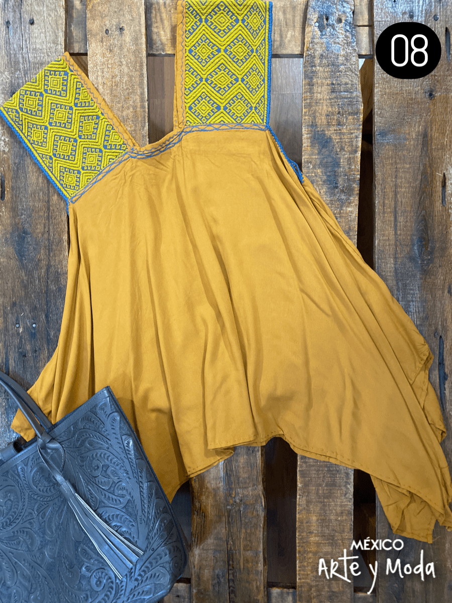 Bluson San Andres Asimetrico - MÉXICO ARTE Y MODA - Blusa Bordada