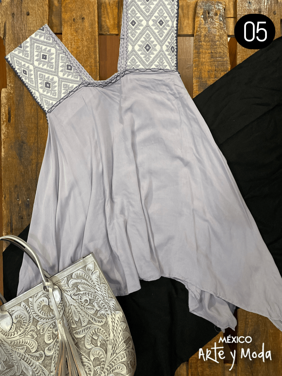 Bluson San Andres Asimetrico - MÉXICO ARTE Y MODA - Blusa Bordada