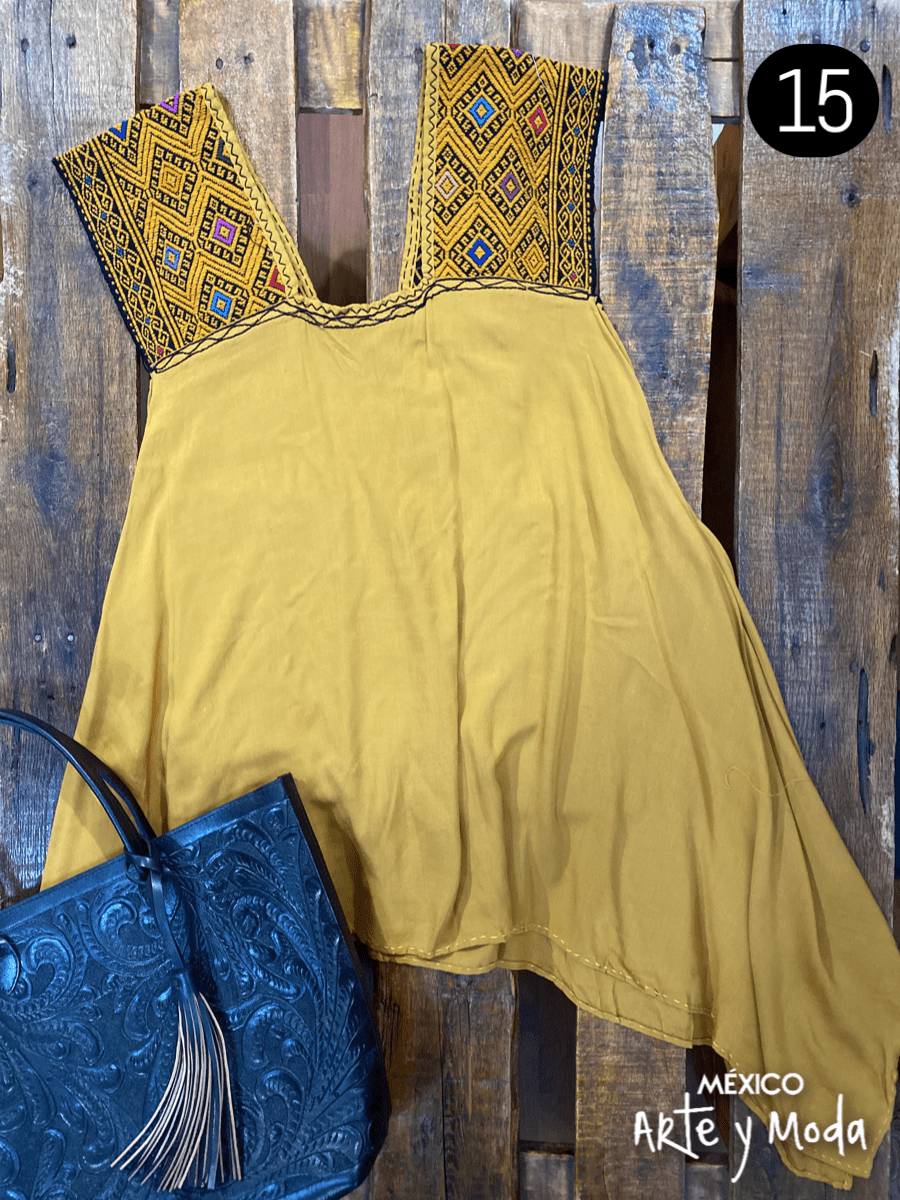 Bluson San Andres Asimetrico - MÉXICO ARTE Y MODA - Blusa Bordada