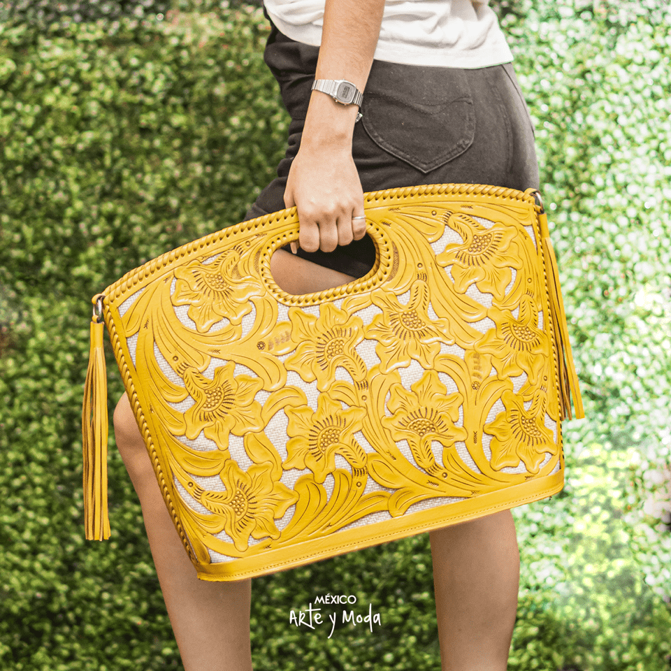 Bolsón Resacado Piel - MÉXICO ARTE Y MODA - Bolso de Piel