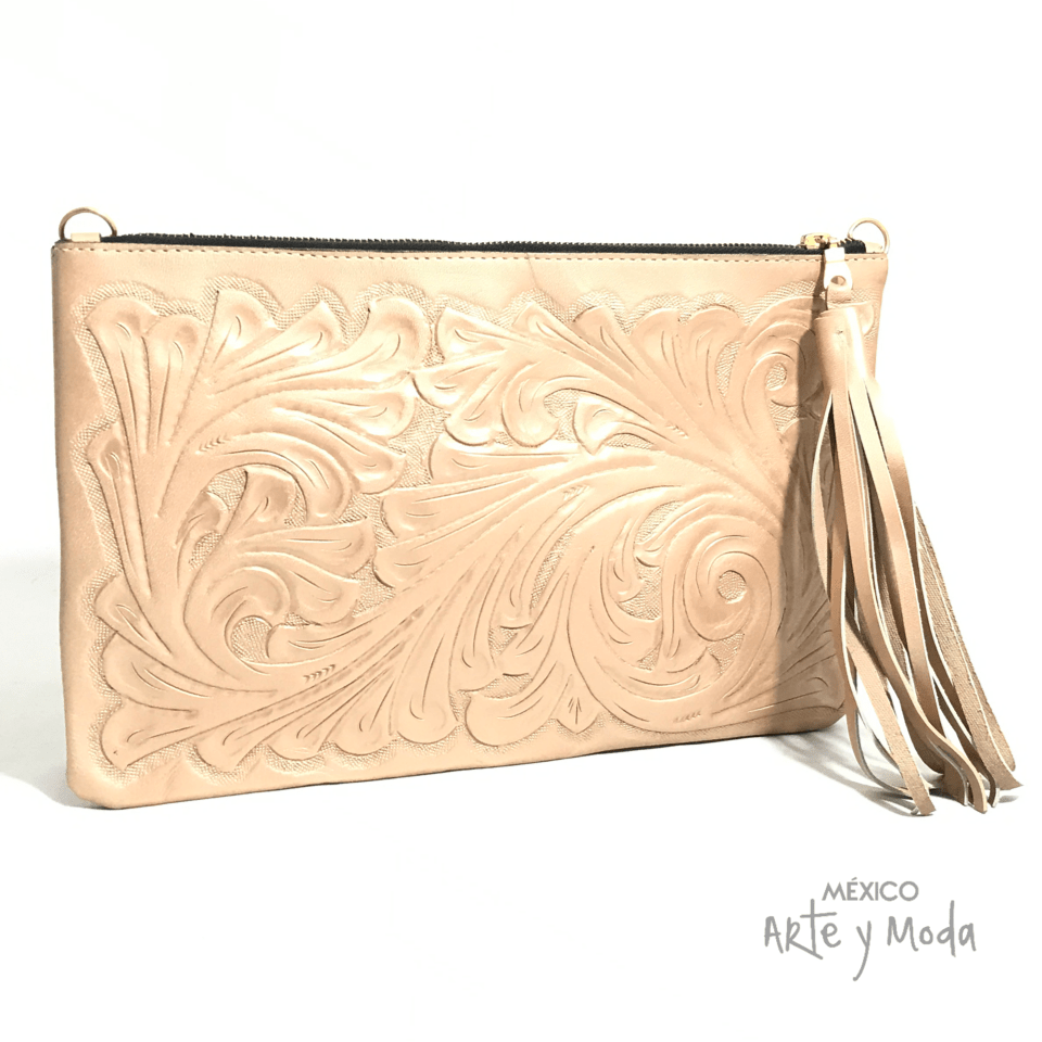 Clutch Flecos Piel - MÉXICO ARTE Y MODA - Clutch de Piel