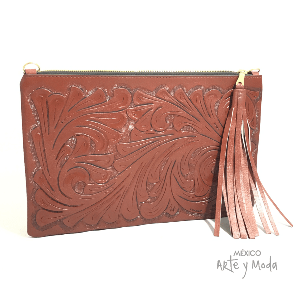 Clutch Flecos Piel - MÉXICO ARTE Y MODA - Clutch de Piel