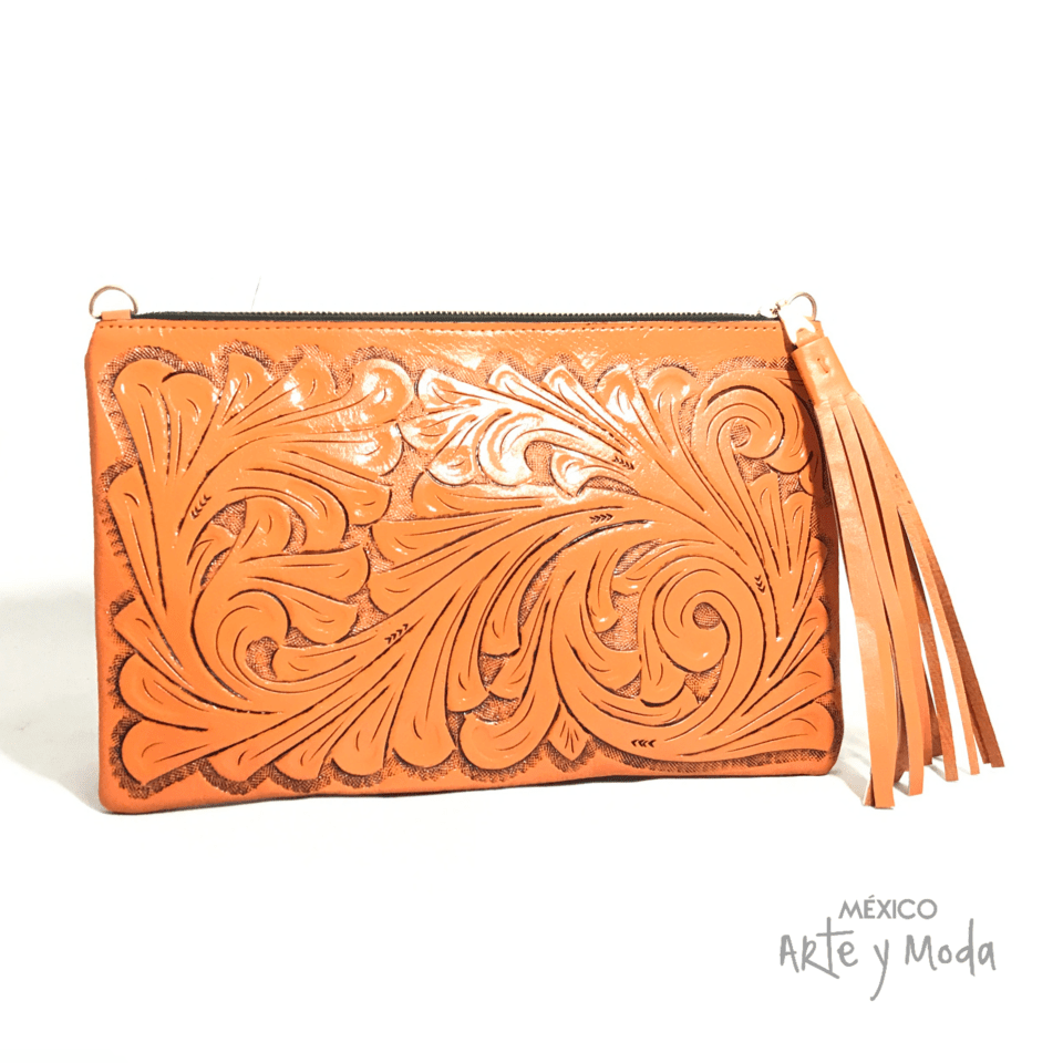 Clutch Flecos Piel - MÉXICO ARTE Y MODA - Clutch de Piel
