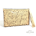 Clutch Flecos Piel - MÉXICO ARTE Y MODA - Clutch de Piel
