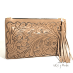Clutch Flecos Piel - MÉXICO ARTE Y MODA - Clutch de Piel