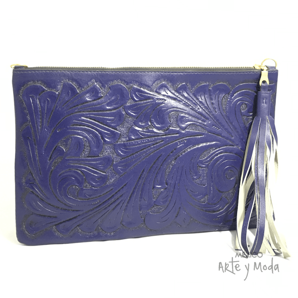 Clutch Flecos Piel - MÉXICO ARTE Y MODA - Clutch de Piel