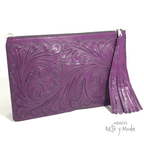 Clutch Flecos Piel - MÉXICO ARTE Y MODA - Clutch de Piel