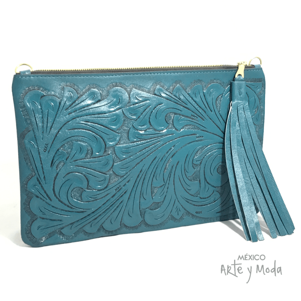 Clutch Flecos Piel - MÉXICO ARTE Y MODA - Clutch de Piel