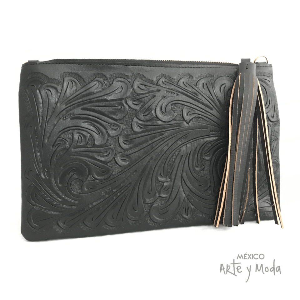 Clutch Flecos Piel - MÉXICO ARTE Y MODA - Clutch de Piel