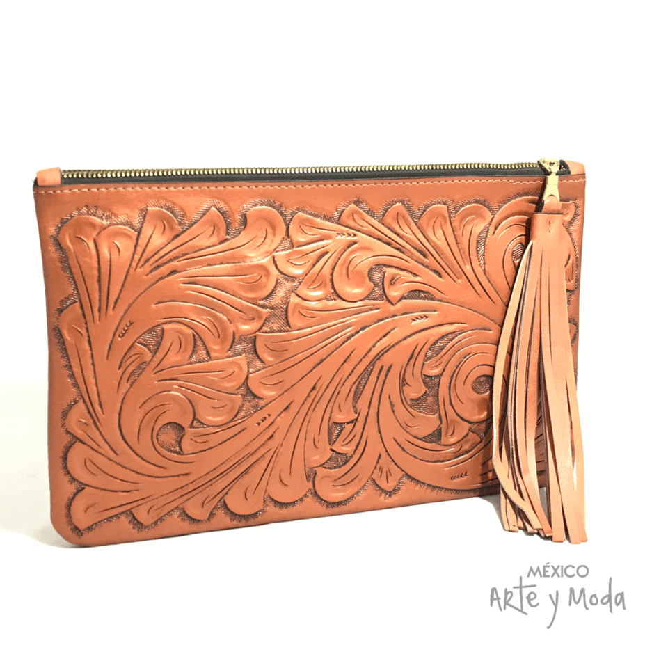 Clutch Flecos Piel - MÉXICO ARTE Y MODA - Clutch de Piel