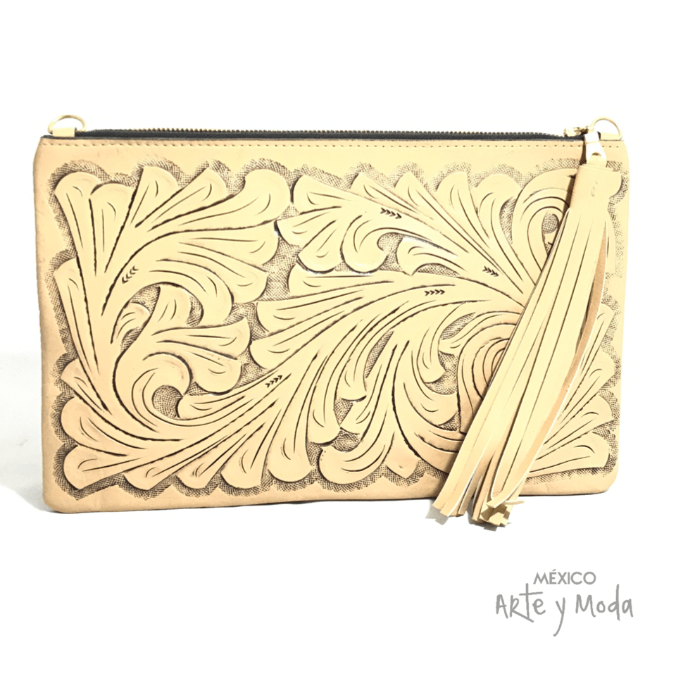 Clutch Flecos Piel - MÉXICO ARTE Y MODA - Clutch de Piel