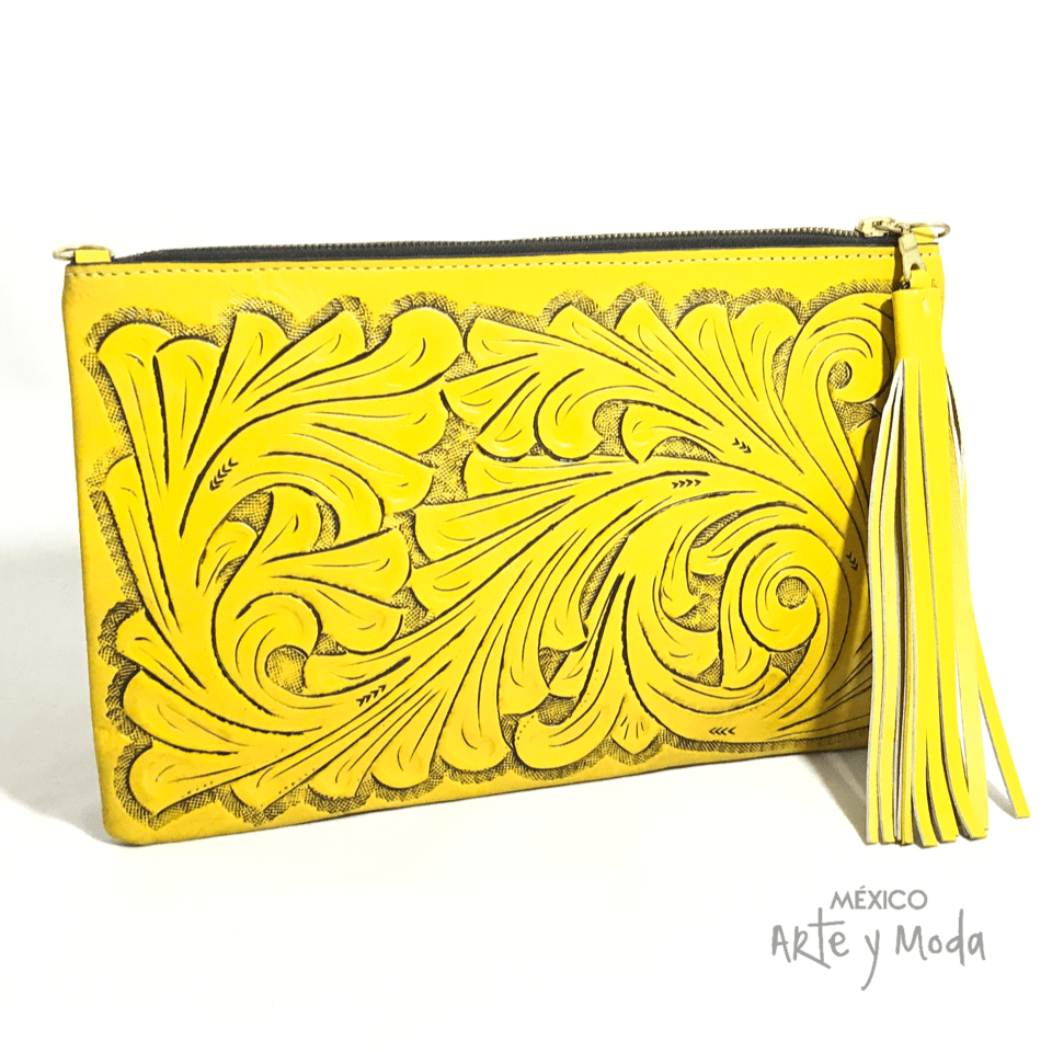 Clutch Flecos Piel - MÉXICO ARTE Y MODA - Clutch de Piel