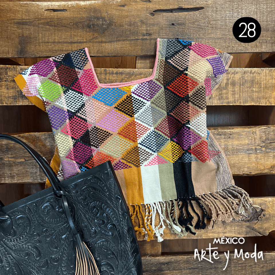 Crop Top Telar Rombos - MÉXICO ARTE Y MODA - Blusa Bordada