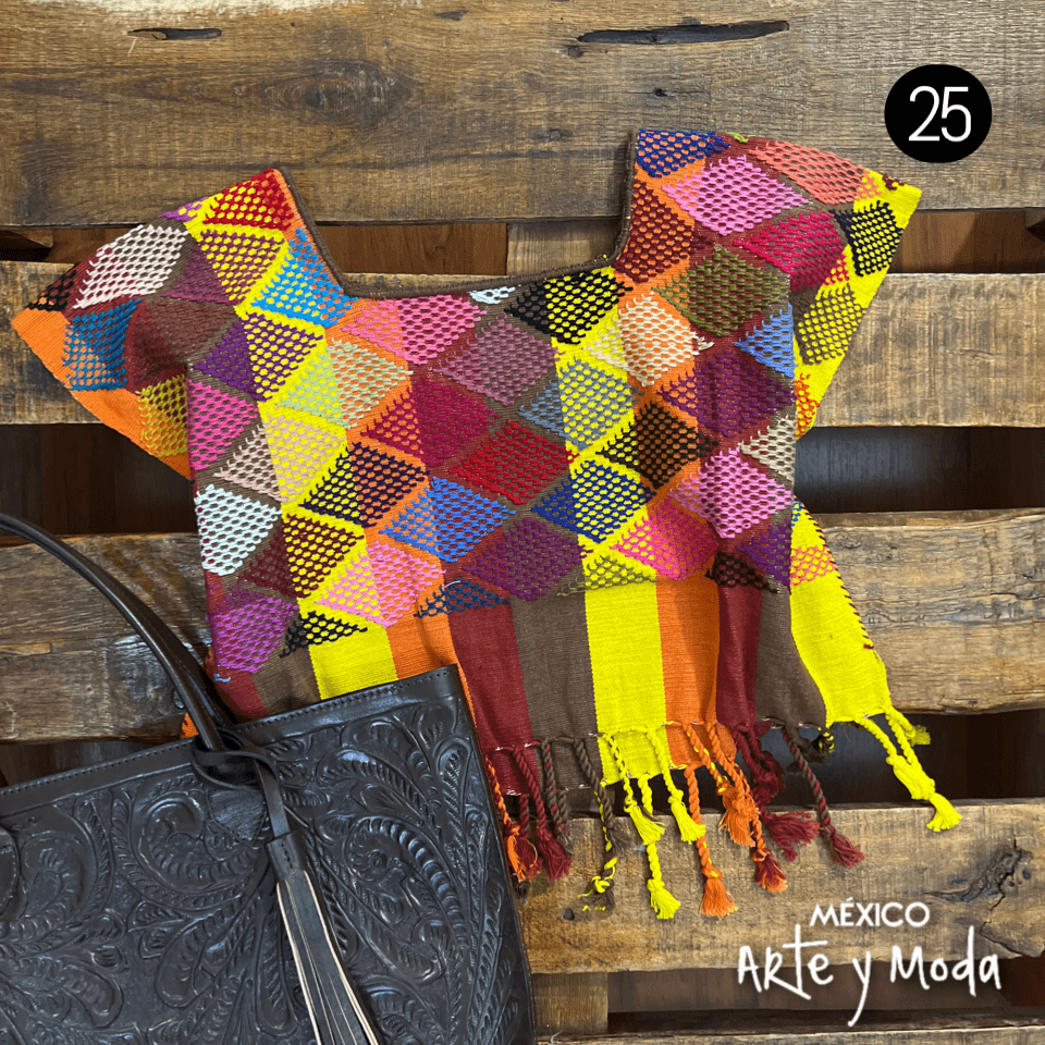 Crop Top Telar Rombos - MÉXICO ARTE Y MODA - Blusa Bordada