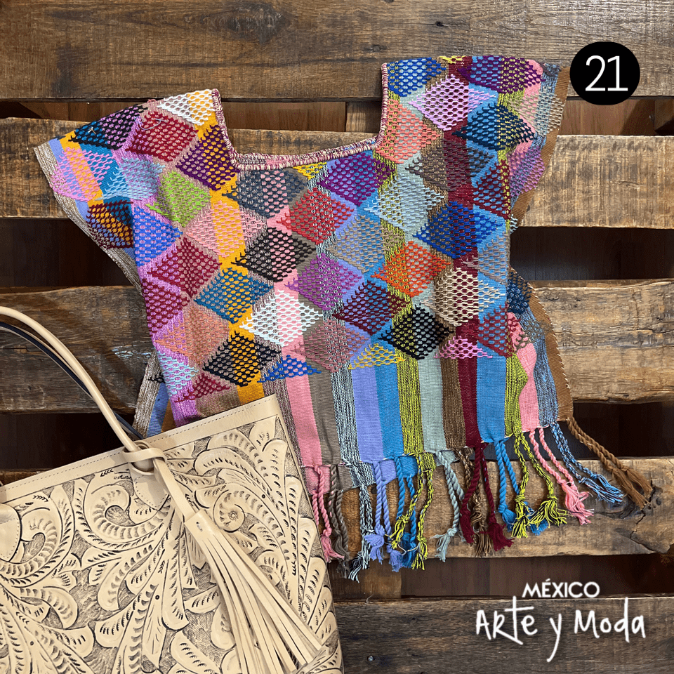 Crop Top Telar Rombos - MÉXICO ARTE Y MODA - Blusa Bordada