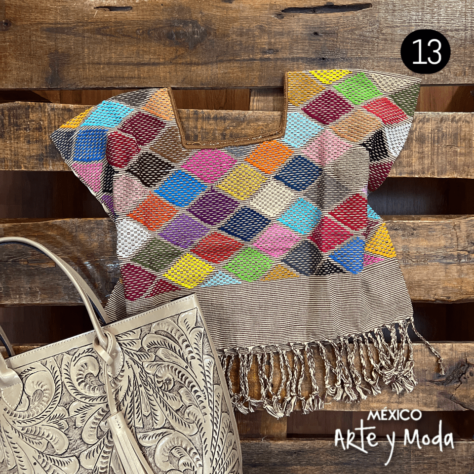Crop Top Telar Rombos - MÉXICO ARTE Y MODA - Blusa Bordada