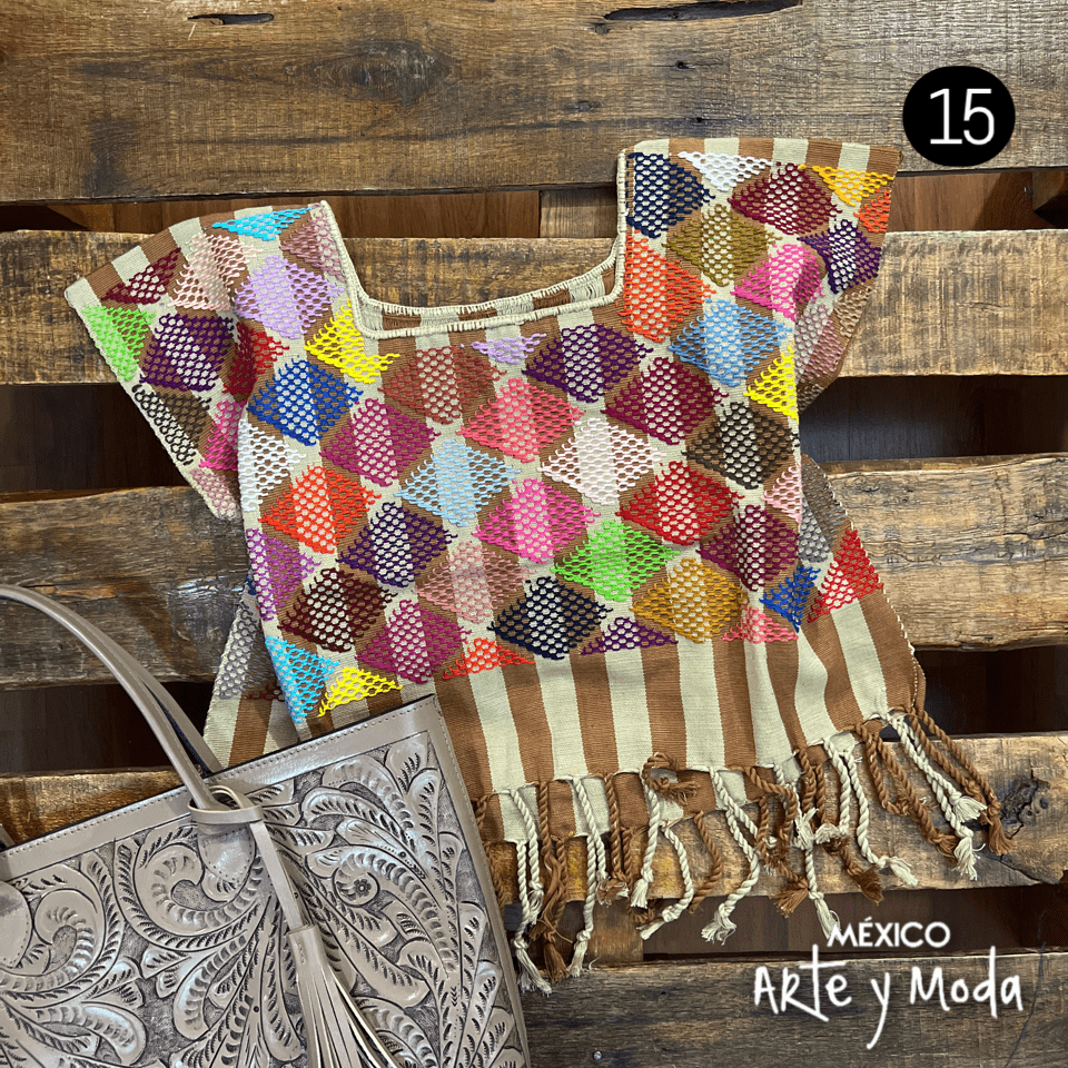 Crop Top Telar Rombos - MÉXICO ARTE Y MODA - Blusa Bordada