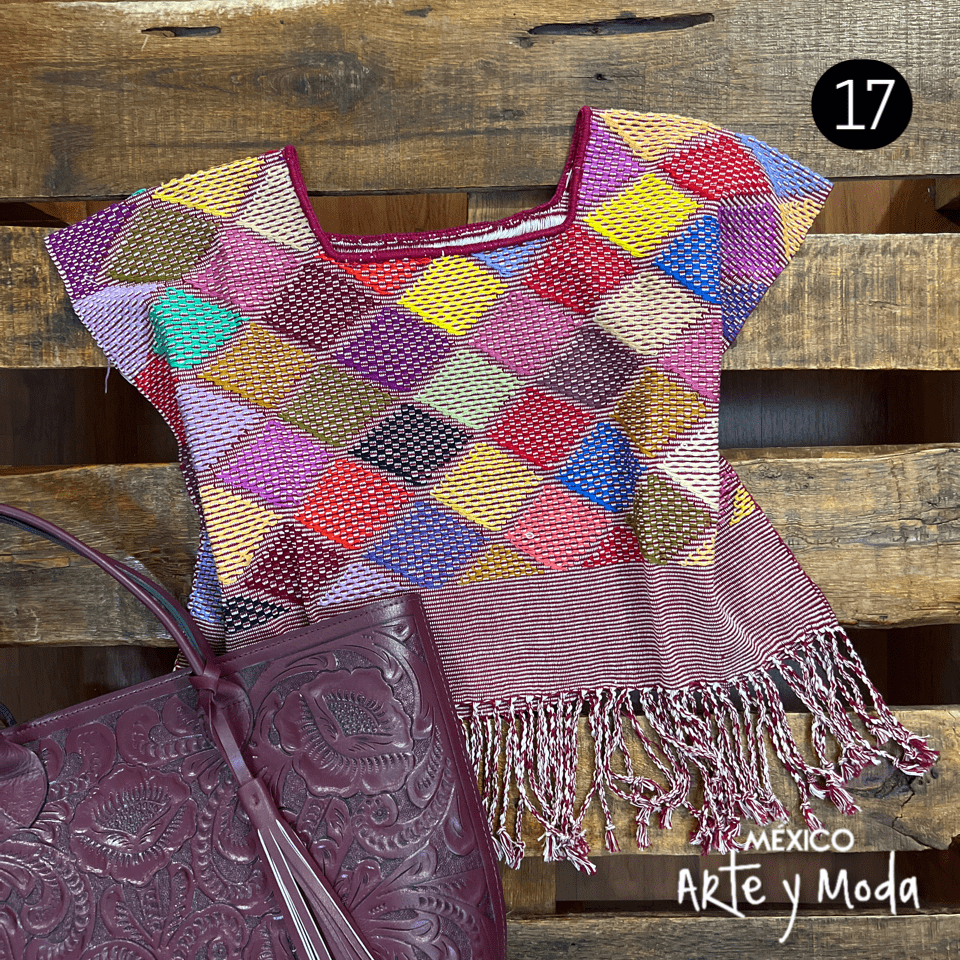 Crop Top Telar Rombos - MÉXICO ARTE Y MODA - Blusa Bordada