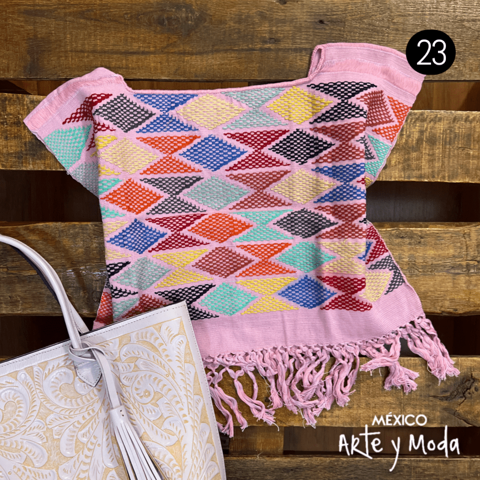 Crop Top Telar Rombos - MÉXICO ARTE Y MODA - Blusa Bordada