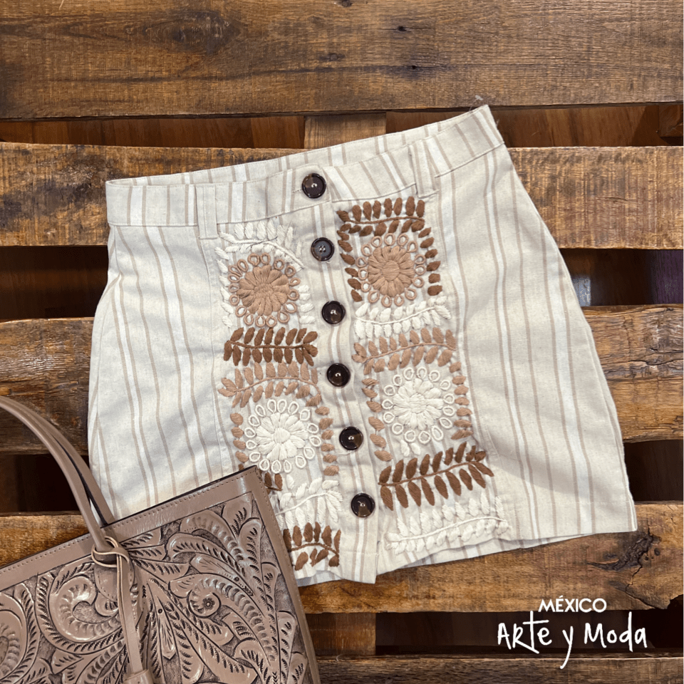 Falda Rococo Lino - MÉXICO ARTE Y MODA - Falda