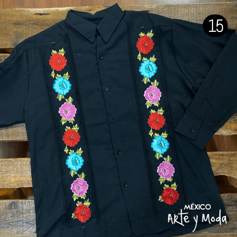 Guayabera Bordada Lino - MÉXICO ARTE Y MODA - Camisa Caballero