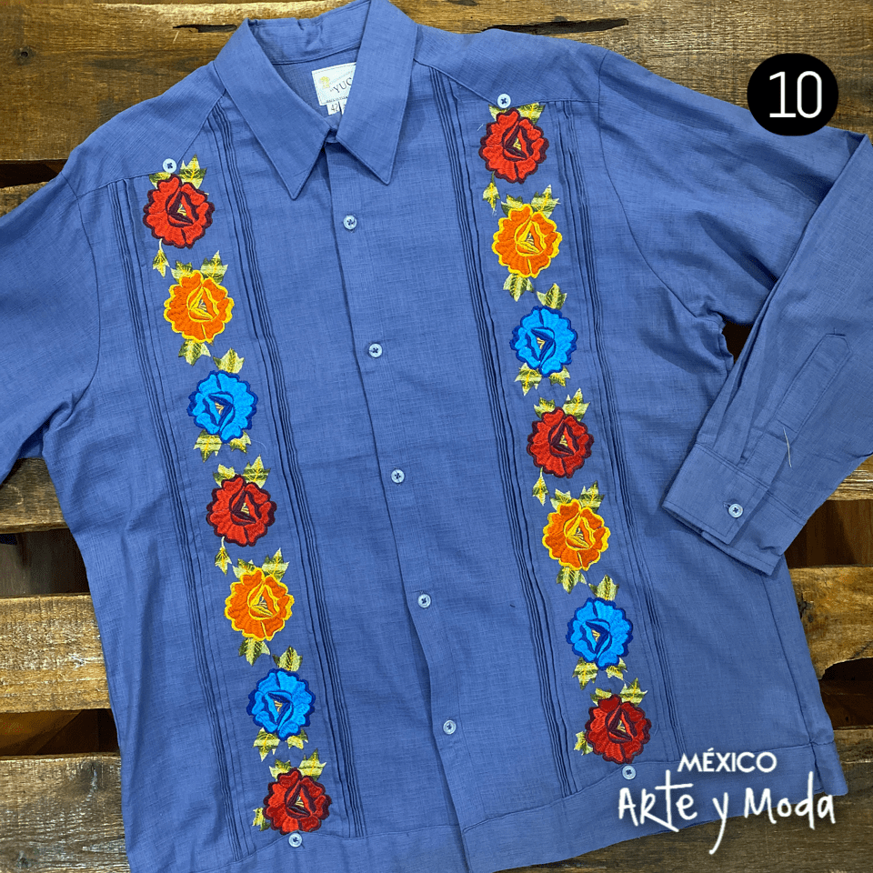 Guayabera Bordada Lino - MÉXICO ARTE Y MODA - Camisa Caballero