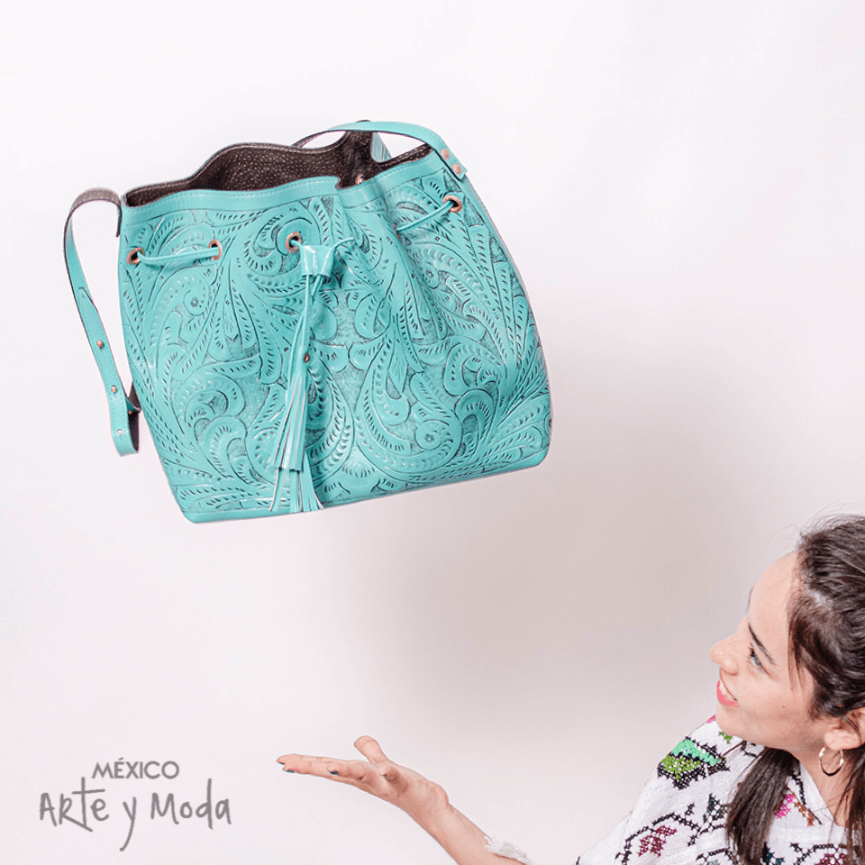 Morral Piel Cincelado - MÉXICO ARTE Y MODA - Bolso de Piel