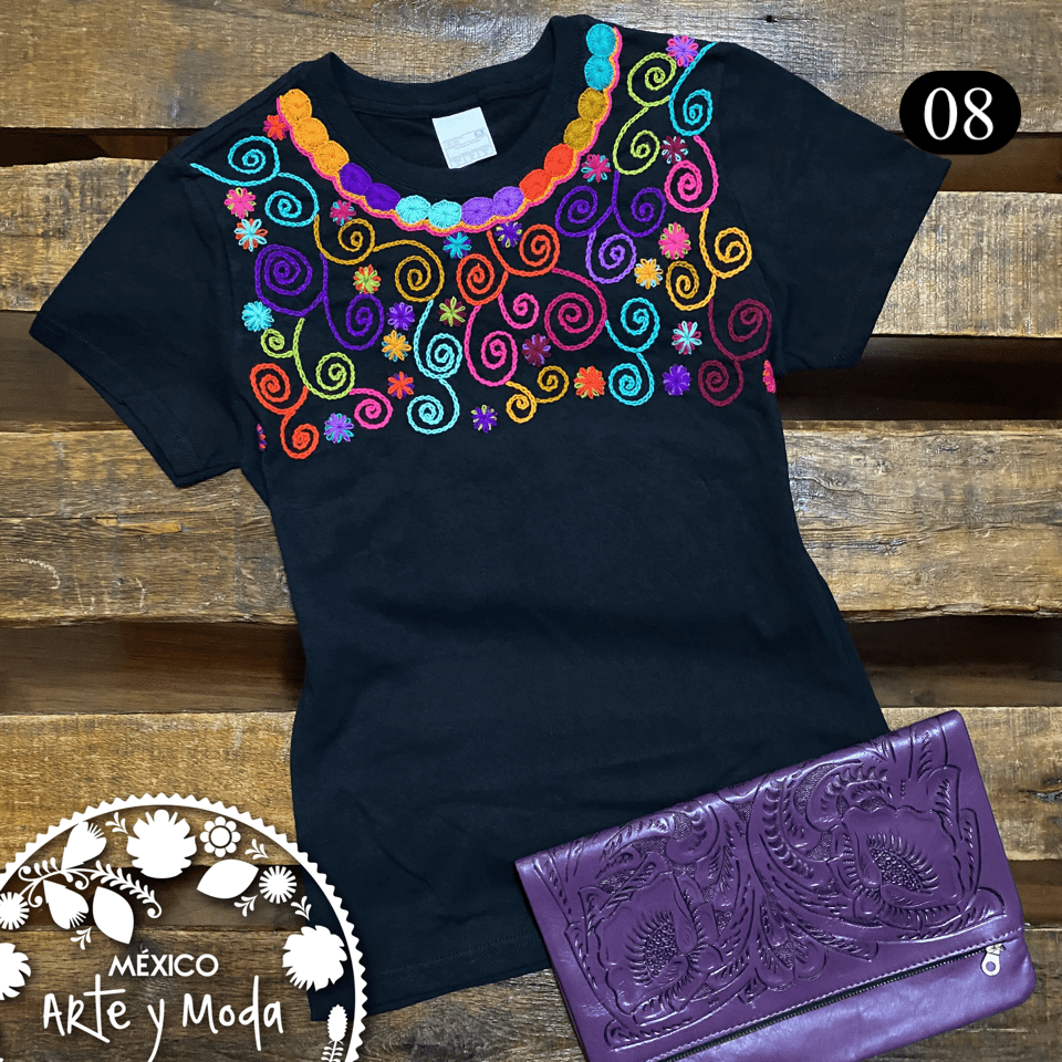 Playera Espirales - MÉXICO ARTE Y MODA - Playera Bordada