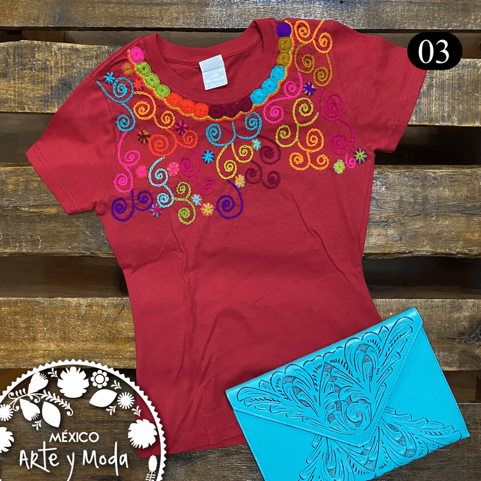 Playera Espirales - MÉXICO ARTE Y MODA - Playera Bordada