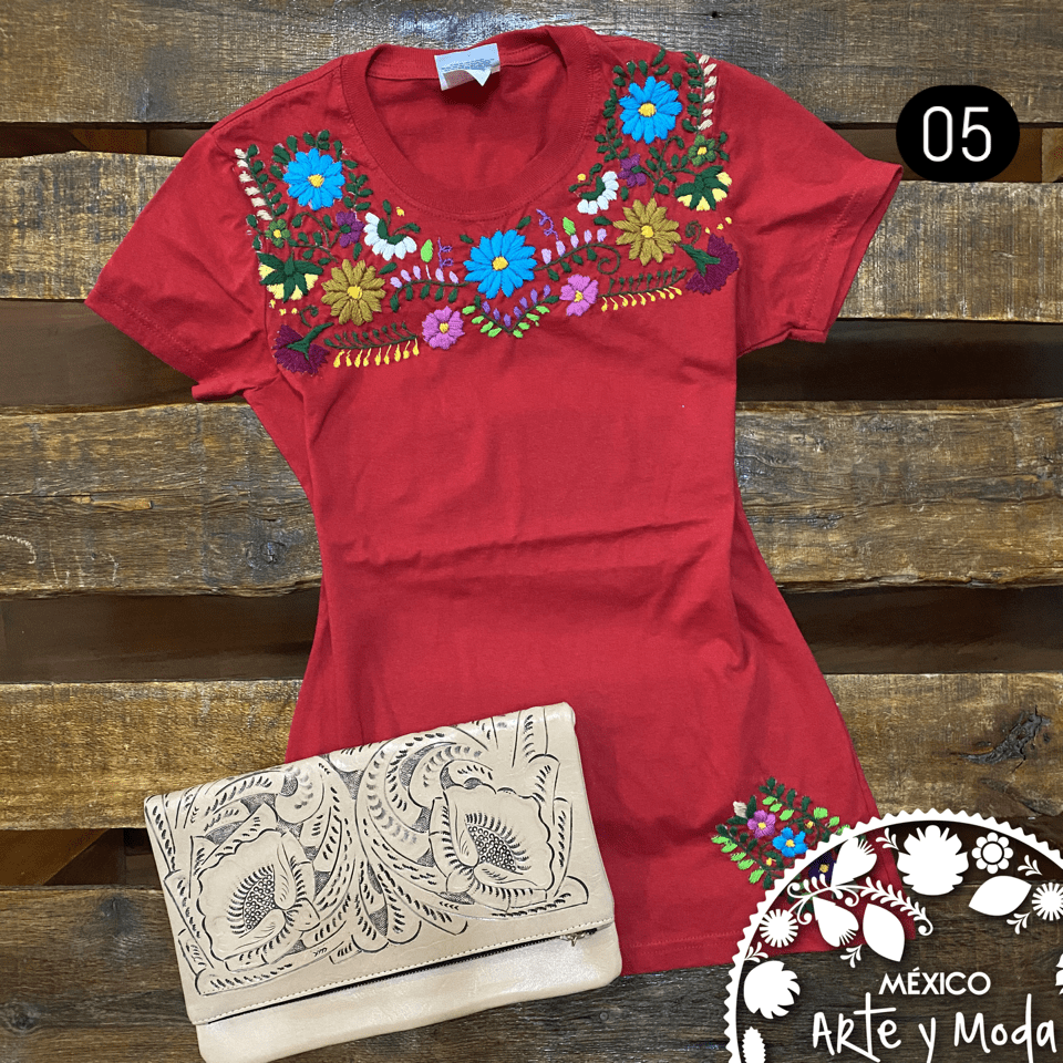 Playera Tehuacan - MÉXICO ARTE Y MODA - Playera Bordada
