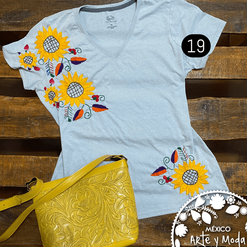 Playera Tehuacan - MÉXICO ARTE Y MODA - Playera Bordada
