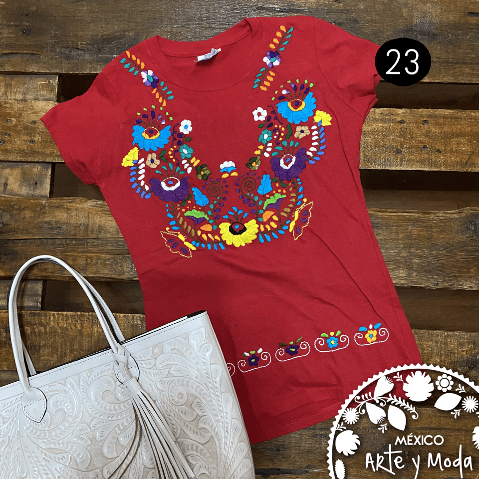Playera Tehuacan - MÉXICO ARTE Y MODA - Playera Bordada
