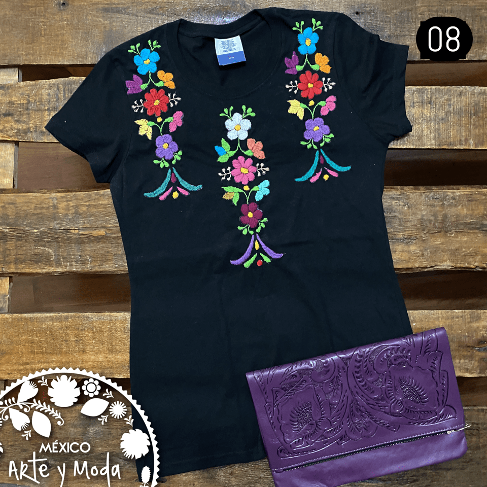 Playera Tehuacan - MÉXICO ARTE Y MODA - Playera Bordada