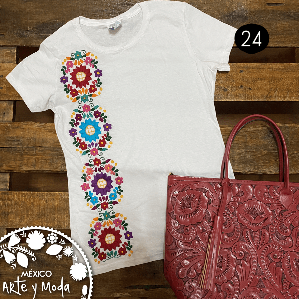 Playera Tehuacan - MÉXICO ARTE Y MODA - Playera Bordada
