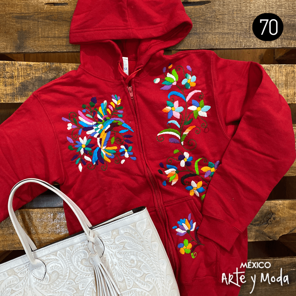 Sudadera Bordada con Cierre - MÉXICO ARTE Y MODA - Sudaderas y Suéteres