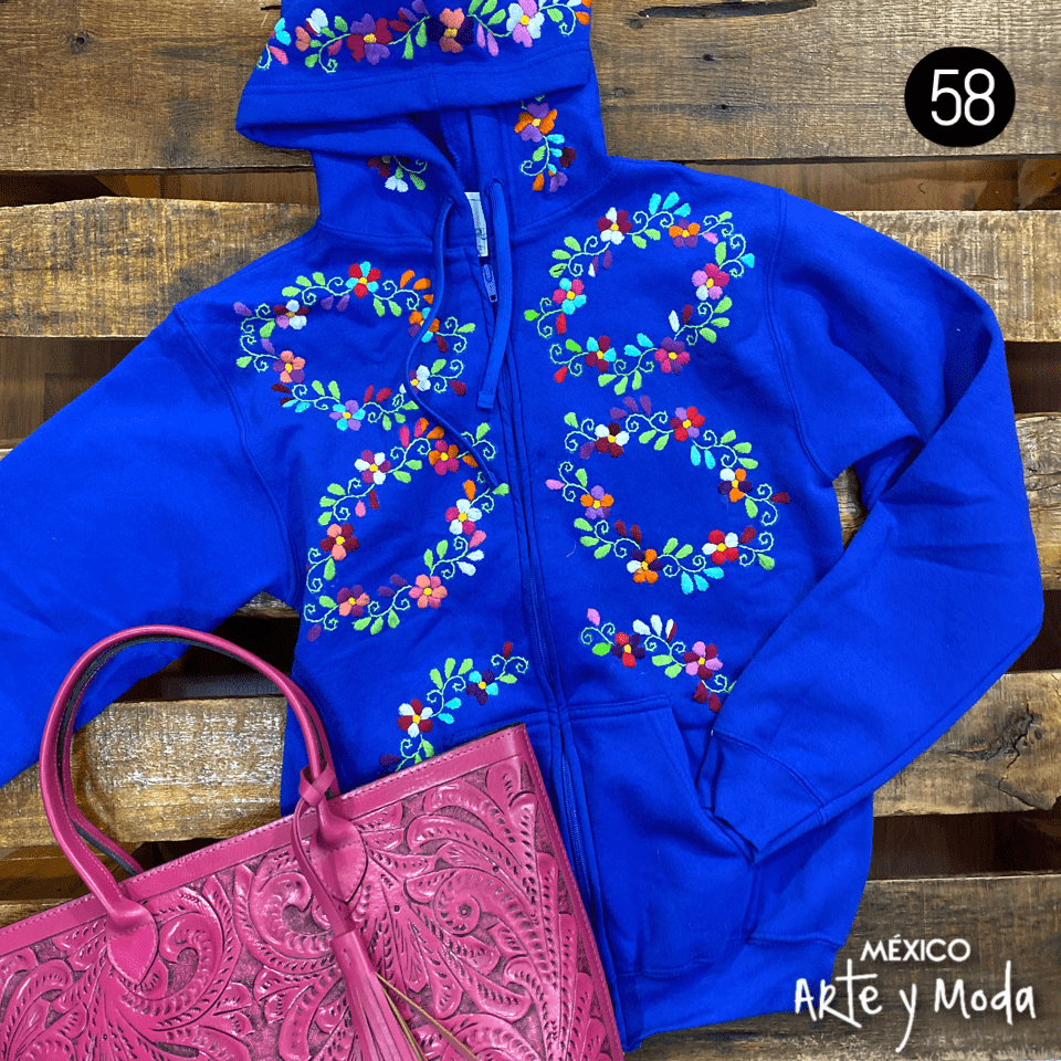 Sudadera Bordada con Cierre - MÉXICO ARTE Y MODA - Sudaderas y Suéteres