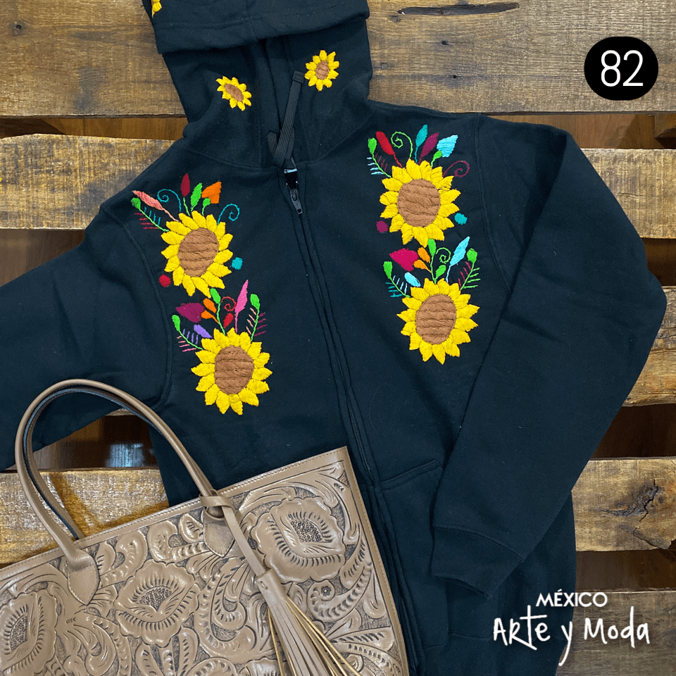 Sudadera Bordada con Cierre - MÉXICO ARTE Y MODA - Sudaderas y Suéteres