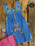 Tunica Coco Mezclilla - MÉXICO ARTE Y MODA - Vestido Bordado
