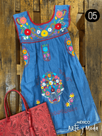 Tunica Coco Mezclilla - MÉXICO ARTE Y MODA - Vestido Bordado