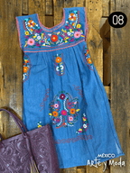 Tunica Coco Mezclilla - MÉXICO ARTE Y MODA - Vestido Bordado