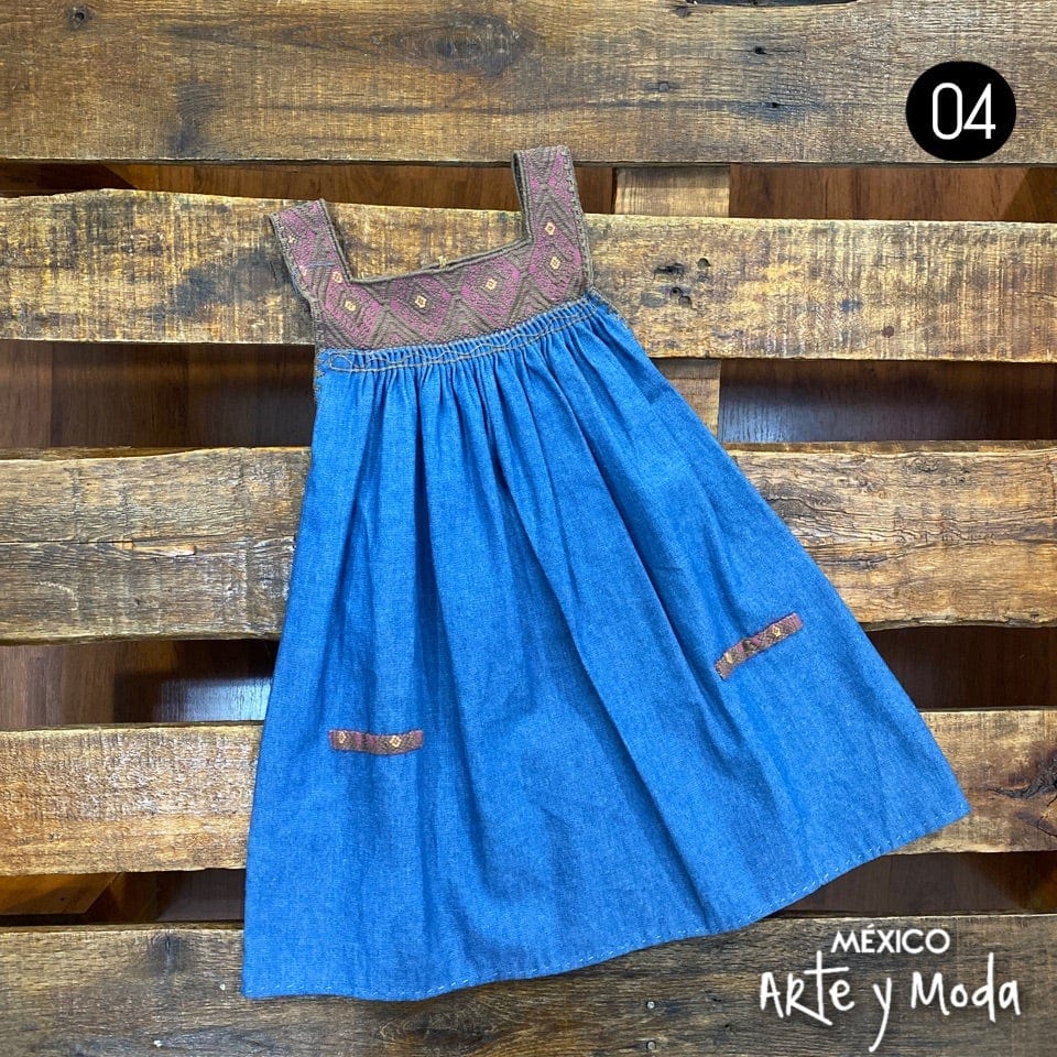 Tunica Infantil San Andres Mezclilla - MÉXICO ARTE Y MODA - Vestido Infantil